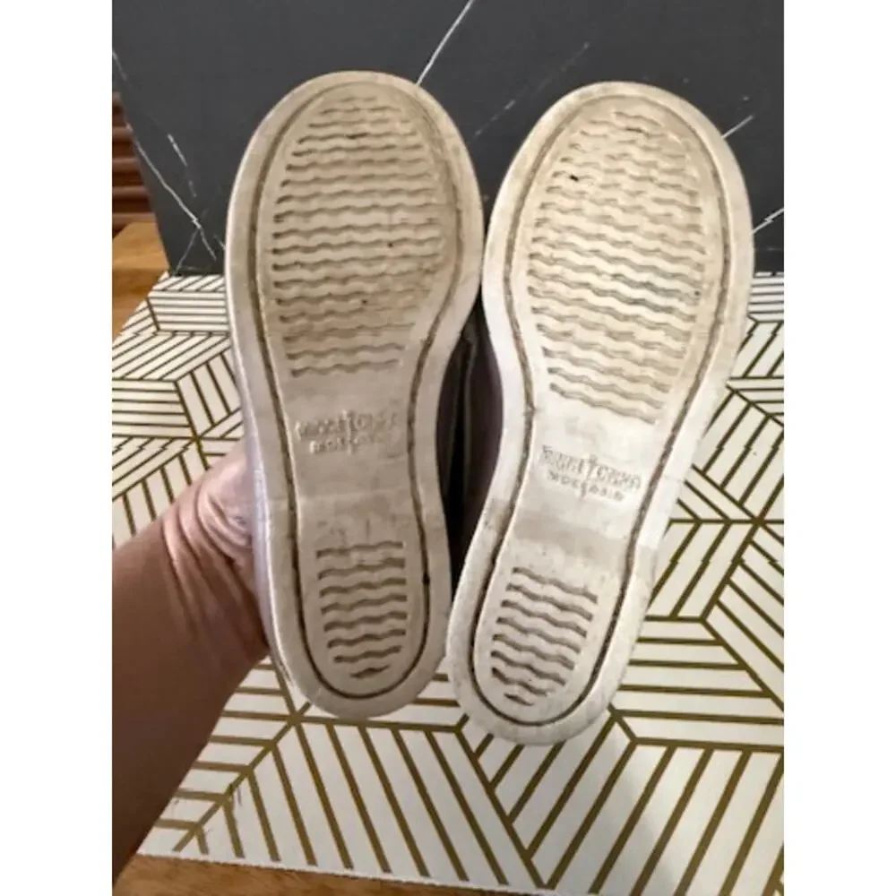 Minnetonka Girls Gray Beaded Leather Moccasins | Size 12